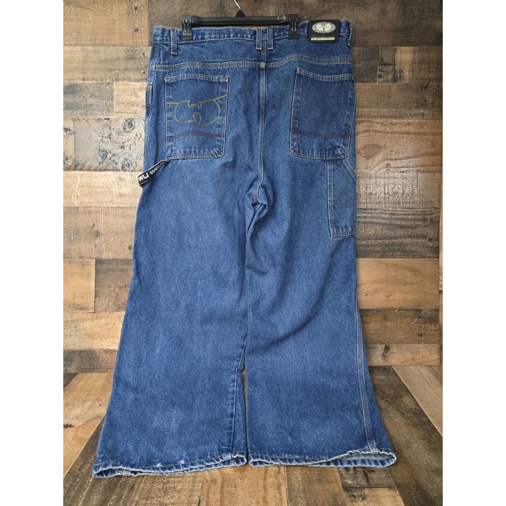 Y2K VTG Wu Wear Jeans Wide Leg Baggy Carpenter Mens 42x32 (40x32) Blue Denim